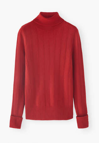 Roll-neck sweater, Red, webstill