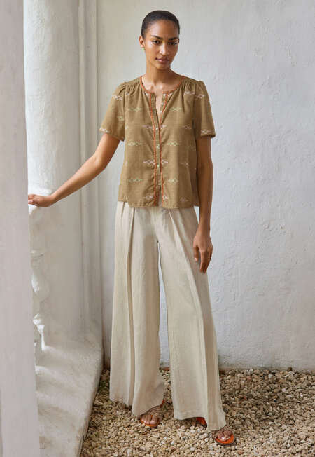 Jacquard blouse, Khaki, completeTheLook