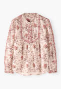 Embroidered printed blouse, Blush rose, webstill