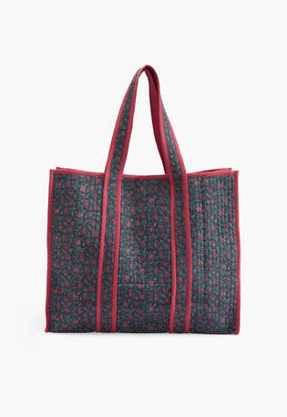 Printed quilted bag, Raspberry petrol, webstill