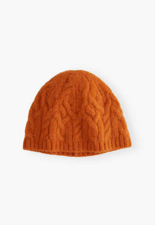 Cable-stitch hat, Burnt orange, webstill
