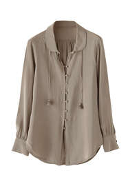 Tie-neck shirt, Olive, webstill