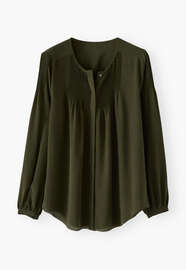 Pintucked blouse, Forest green, webstill