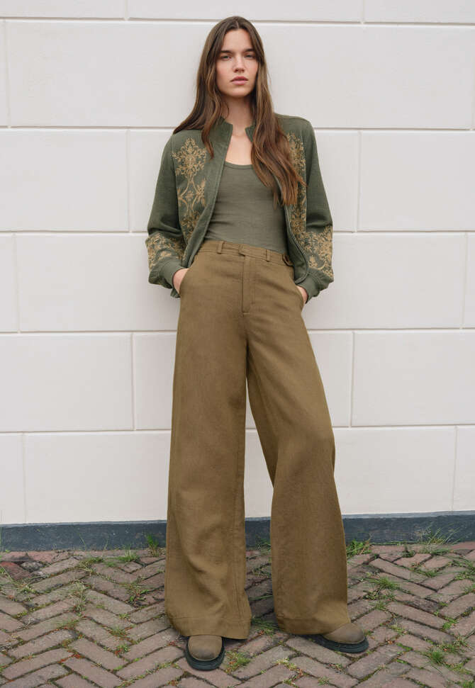 Embroidered jersey jacket, Dark green, completeTheLook