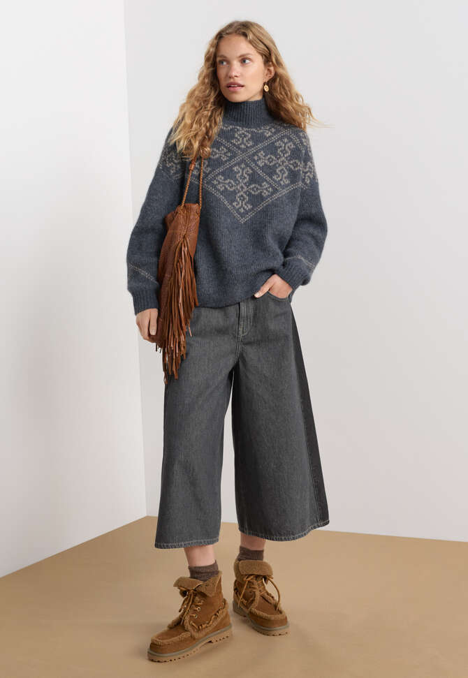 Jacquard sweater, Blue slate mink, completeTheLook