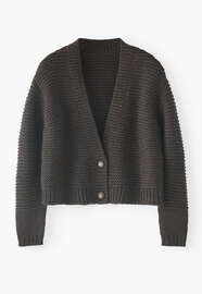 Cropped cardigan, Brown black, webstill