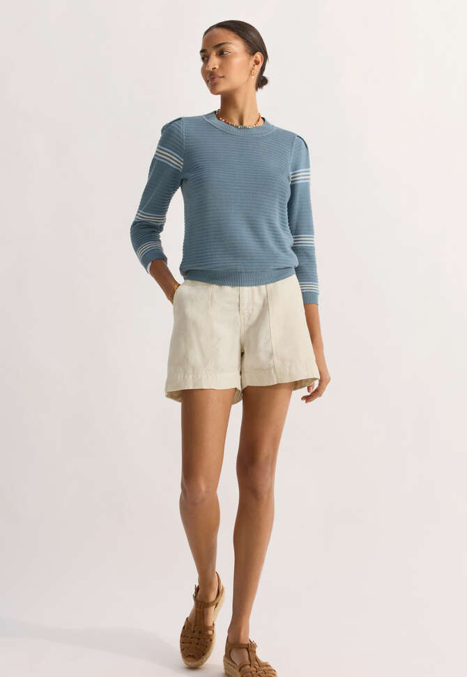 Striped sweater, Soft denim, completeTheLook