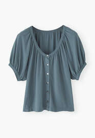 Button-through top, Stone blue, webstill