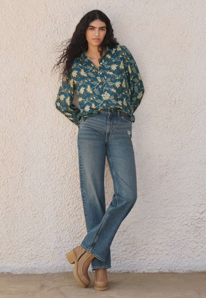Printed blouse, Indigo ochre, completeTheLook