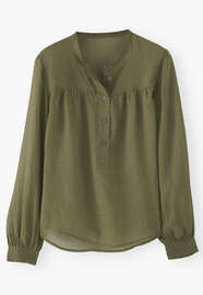 Half-placket blouse, Forest green, webstill