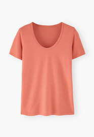 Scoop-neck T-shirt, Coral rose, webstill