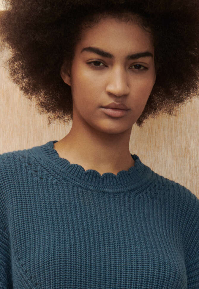 Rib-stitch sweater, Teal, completeTheLook