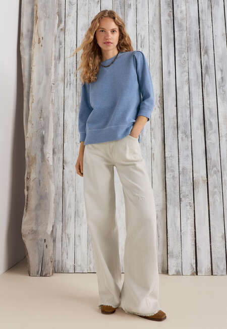 Pleat-sleeve sweatshirt, Cornflower, completeTheLook