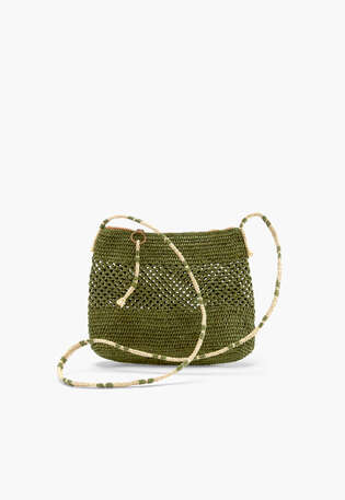 Crochet cross-body bag, Lime, webstill