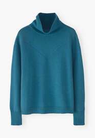 High-neck sweater, Petrol, webstill