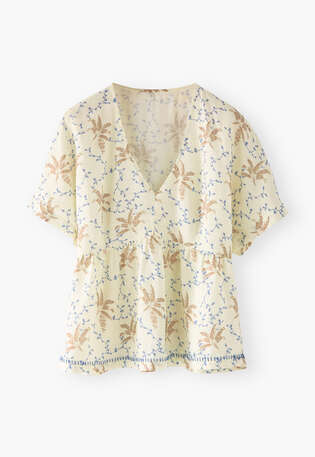 Printed top, Ivory, webstill