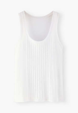 Pintuck vest, White, webstill
