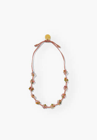 Beaded flower bracelet, Pink multi, webstill