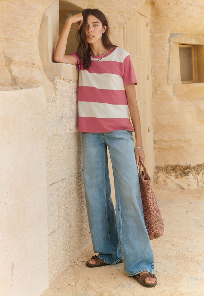 Striped T-shirt, Pink rose, completeTheLook