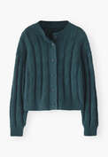 Cable-knit cardigan, Petrol, webstill
