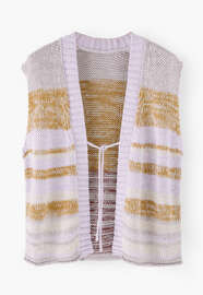 Striped sleeveless cardigan, Lavender ochre, webstill