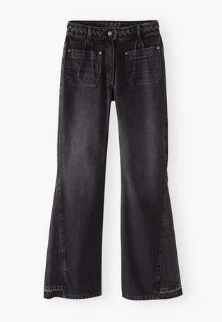 Mixed wash flare jeans, Washed black, webstill