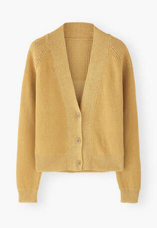 V-neck raglan cardigan, Butter yellow, webstill