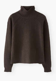 Ribbed roll-neck sweater, Black brown, webstill