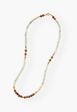 Rhondite & amazonite beaded necklace, Jade rust, webstill