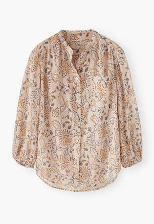 Printed boyfriend shirt, Blush denim, webstill