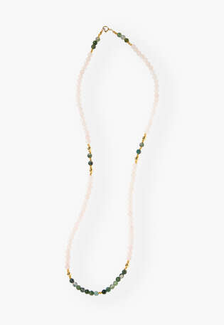 Beaded necklace, Rose jade, webstill