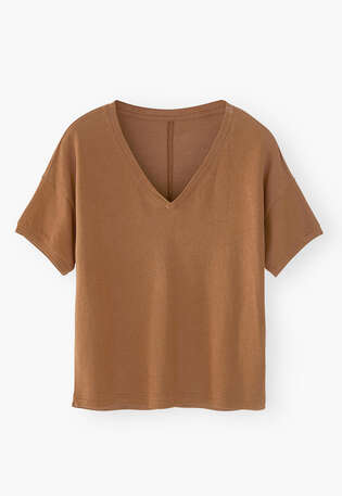 V-neck T-shirt, Tobacco, webstill