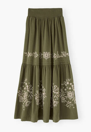 Embroidered skirt, Olive, webstill