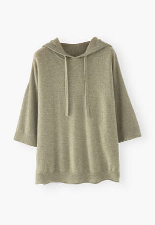 Short-sleeve hoodie, Sage marl, webstill