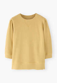 Pleat-sleeve sweatshirt, Pale yellow, webstill
