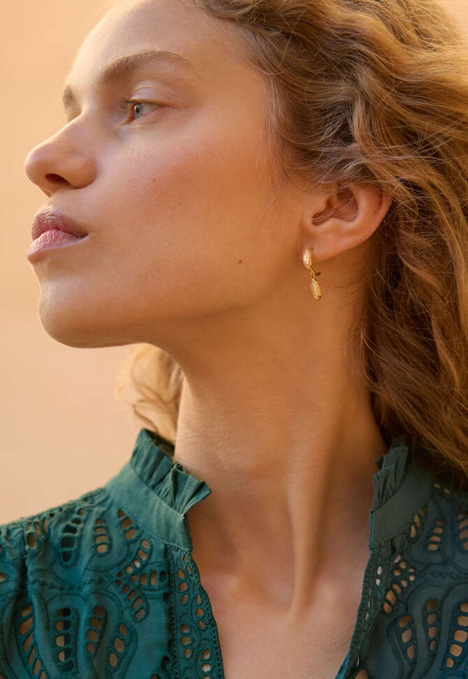 Drop earring, Gold, completeTheLook