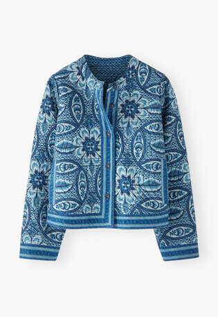 Statement printed jacket, Blue aqua, webstill