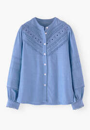 Chambray pintuck blouse, Cornflower, webstill
