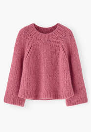 Hand-knit sweater, Blush pink, webstill