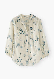 Printed boyfriend shirt, Petrol ecru, webstill