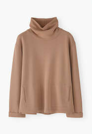 Funnel-neck sweatshirt, Pink tan, webstill