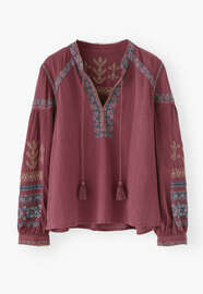 Embroidered blouse, Deep rosewood, webstill
