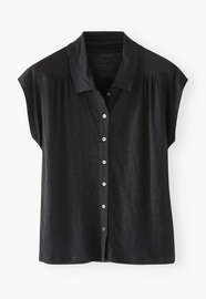 Sleeveless collared top, Black, webstill