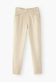 High-waisted trousers, Stone, webstill
