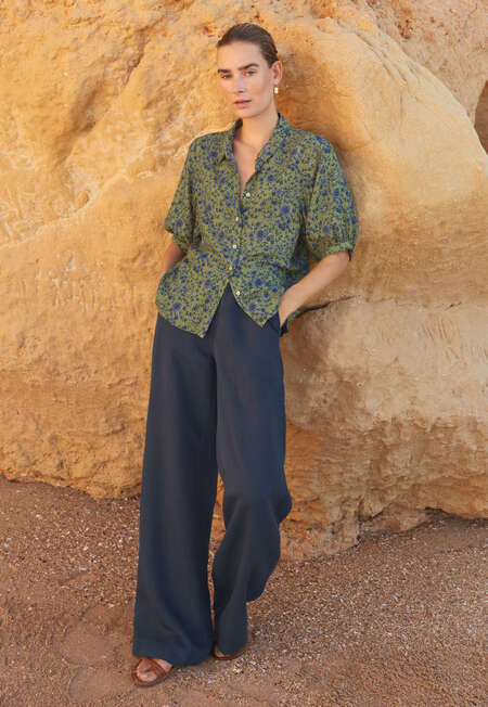 Wide-leg trousers, Indigo blue, completeTheLook
