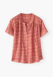 Printed pintuck blouse, Burnt orange, webstill