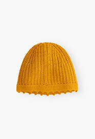 Knitted beanie, Saffron, webstill