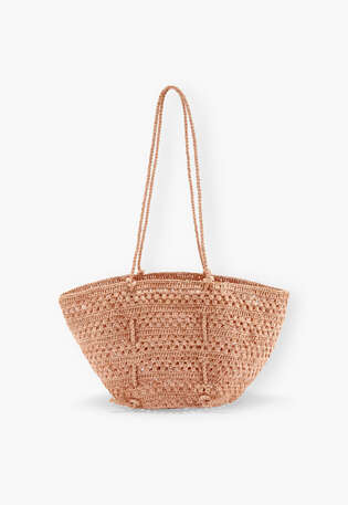 Woven shoulder bag, Powder pink, webstill