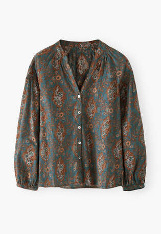 Printed blouse, Midnight rust, webstill