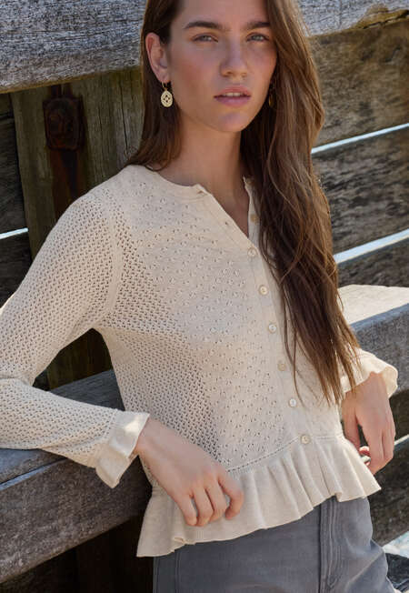 Lace-stitch cardigan, Off-white, completeTheLook